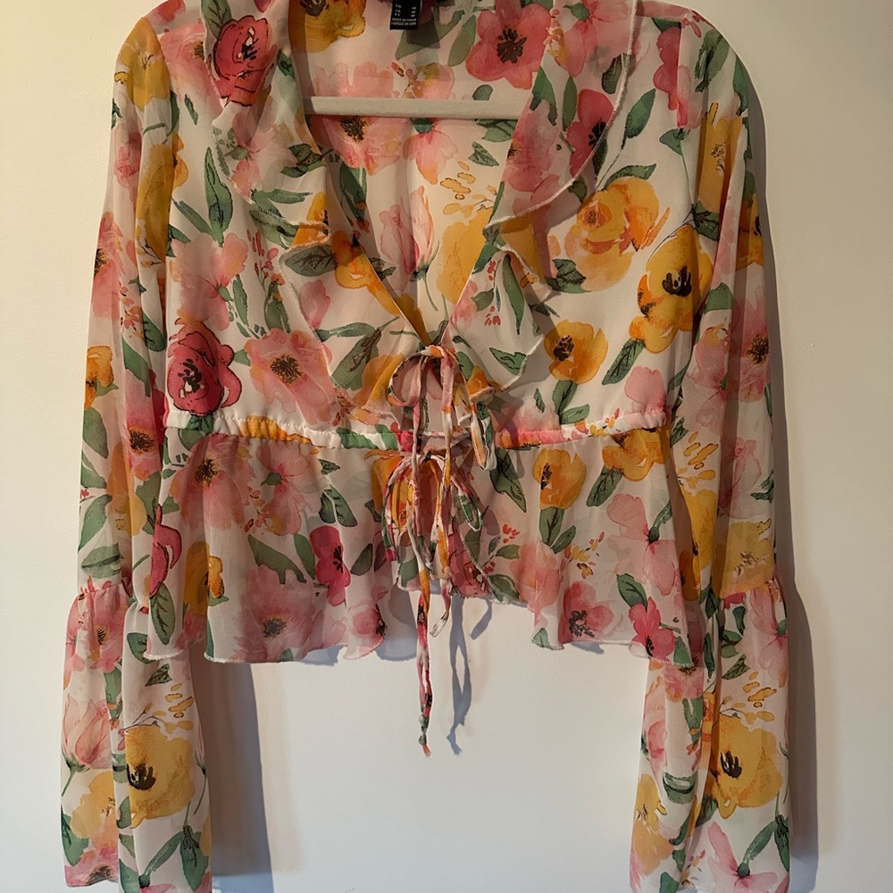 Streetwear Society Floral Blouse - Pink and Yellow